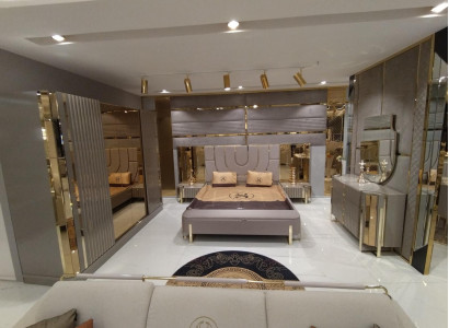 Schlafzimmer Set Luxus Komplettes Bett 2x Nachttisch Kleiderschrank 4tlg
